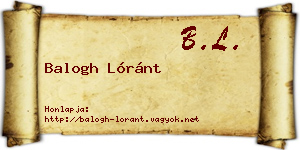 Balogh Lóránt névjegykártya