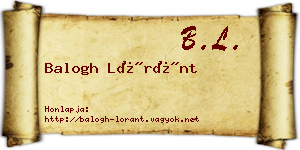 Balogh Lóránt névjegykártya